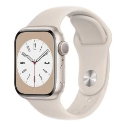 Apple Watch Series 8 GPS + Cellular 41 Mm Aluminium Blanc Avec Bracelet Sport Blanc étoiles