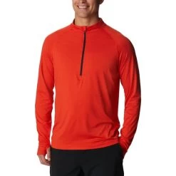 T-shirt Columbia Endless Trail Half Zip Mesh Manche Longue Rouge