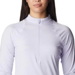 T-shirt Columbia Endless Trail Hal-Zip Mesh Manche Longue Blanc Femme -Outdoor Gear Soldes cl 2031781 568 004