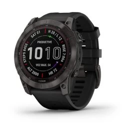 Garmin Fenix 7X Sapphire Solar Gris Titane Charbon Avec Bracelet Noir