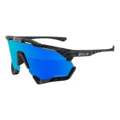 Lunettes Scicon Aeroshade XL Noir Carbone Mat Avec Verres à Effet Miroir SCN-PP Bleu