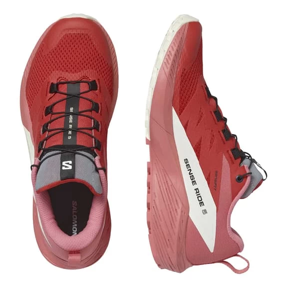 Chaussures Salomon Sense Ride 5 Rouge Blanc Rose Femme 8 Chaussures Salomon Sense Ride 5 Rouge Blanc Rose Femme – Image 6